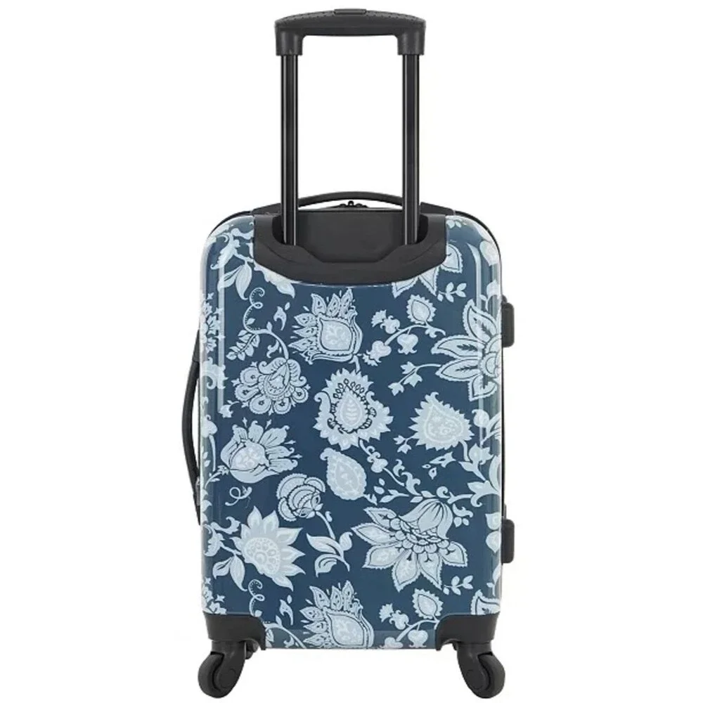Dalia Collection Navy and White Floral Rolling Shoulder Bag 22”travel bag